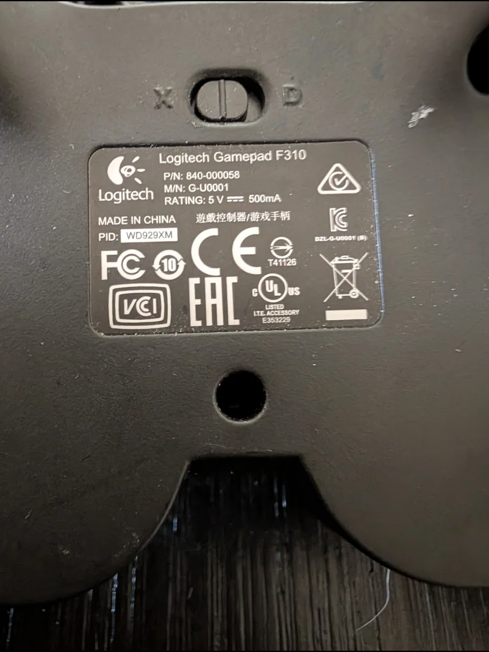 Logitech Wired Gamepad Controller in Dark Gray/Black